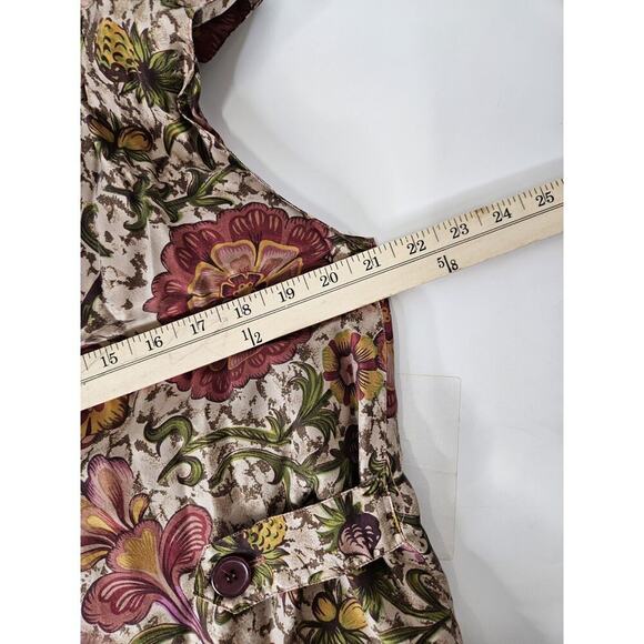 Vintage 90s Bogari Women’s Silk Button Up Tunic Vest Size M Floral Artsy Folk - Picture 4 of 6